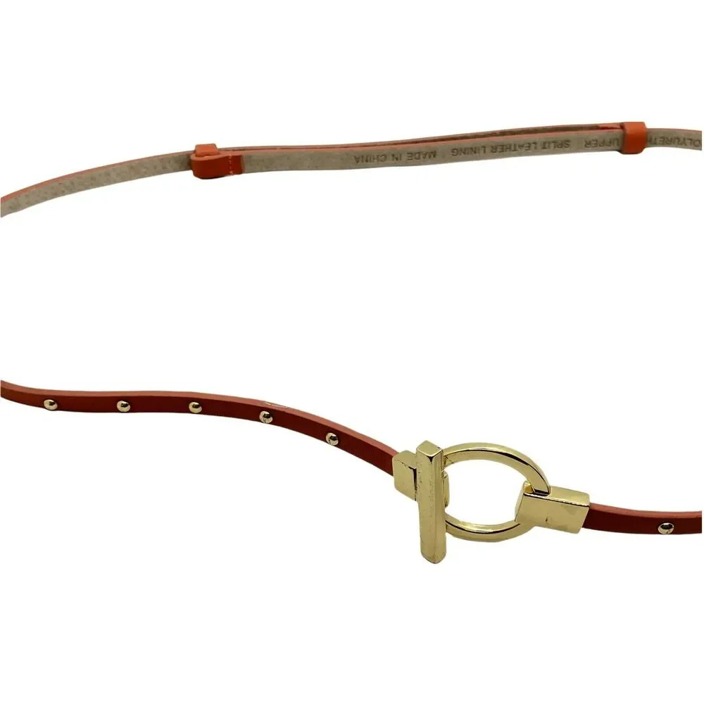 Toggle Belt Another Line Women's Orange Polyurethane Gold Stud Adjustable sz M/L